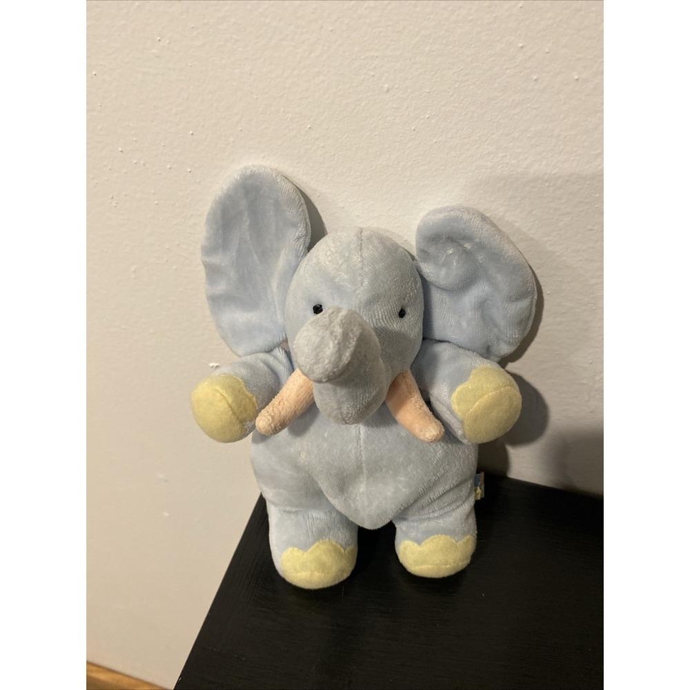 Carters John Lennon Plush Blue Elephant Baby Rattle Lovey Stuffed Animal